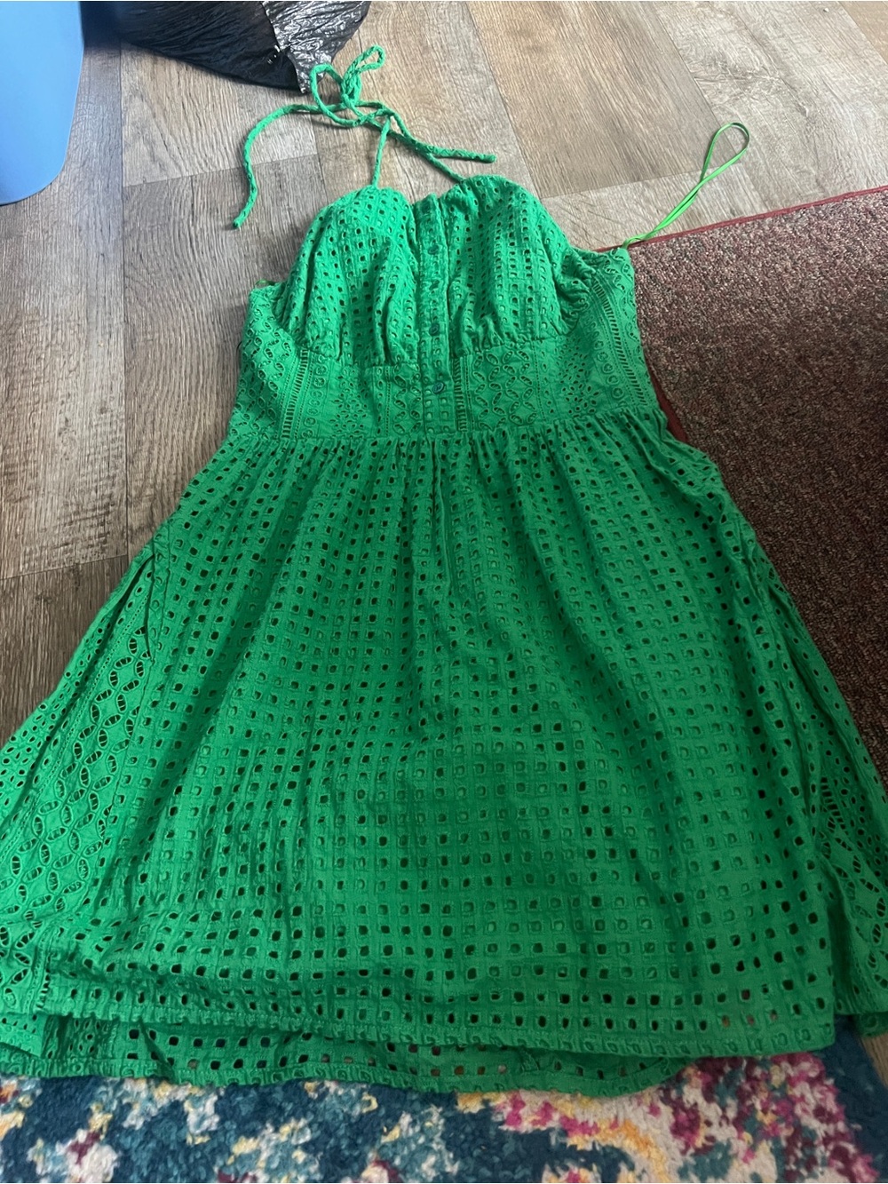 The shirt Rochelle Behrens Ashby Sleeveless Eyelet Halter Sundress - Green